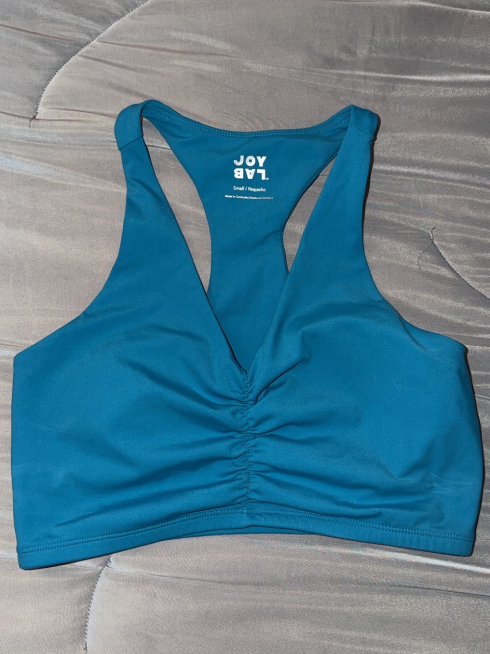 JoyLab Blue Ruched Racerback Sports Bra